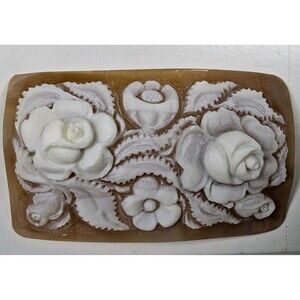 Vintage Carved Shell Roses Cameo